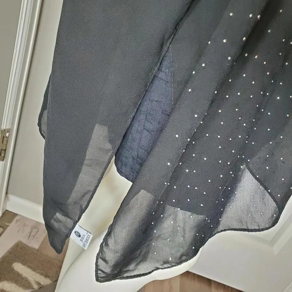 Jessica Mcclintock Vintage Black Silver Studded Kimono - Picture 11 of 16